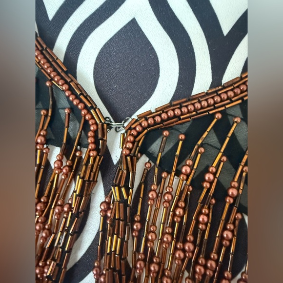 Gorgeous Vintage 70s 80s Sequin & Beaded Art Deco Shawl Capelet Rose Gold Bronze - Picture 6 of 15